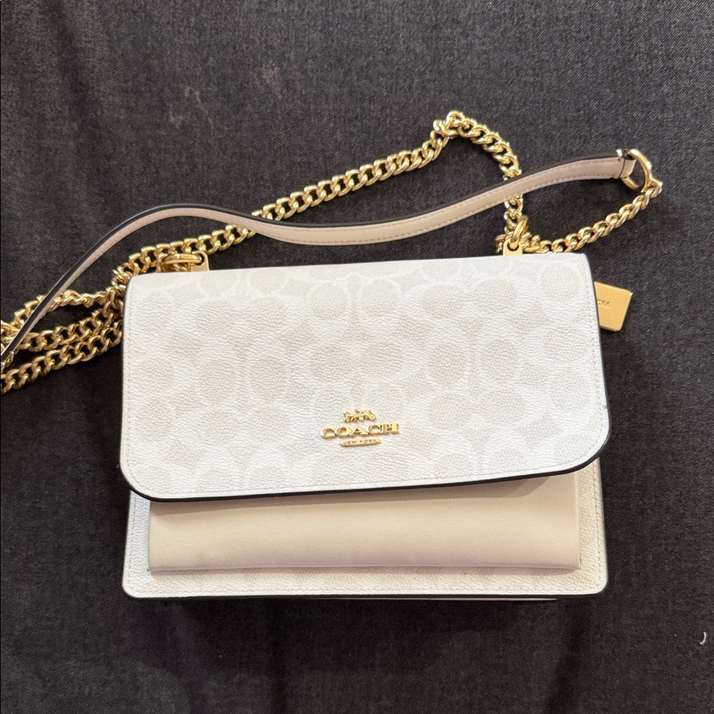 Coach Chalk Signature Chain Crossbody with Gold Hardware